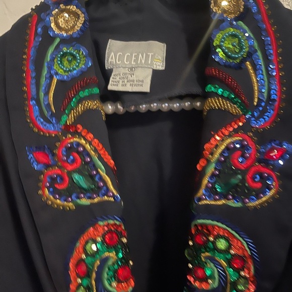 Accent on you embelished jacket navy size S oversized - Picture 4 of 4